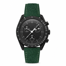 Chronograph Watch with Green Suede Strap