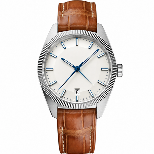 Calendar Dress Watch White Brown Leather 41mm product photo