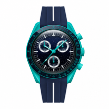 Sport Chronograph Watch with Navy Blue Dial and Rubber Strap