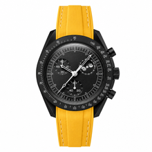 Chronograph Watch with Yellow Rubber Strap