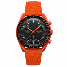 Chronograph Watch with Orange Leather Strap