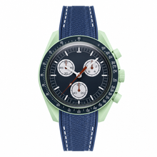 Sport Chronograph Watch with Blue Dial and Green Case