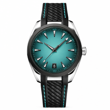 41mm Sport Watch with Teal Blue Dial and Black Strap