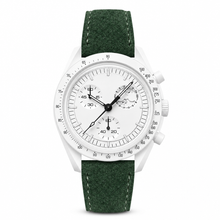 Chronograph Watch with Dark Green Suede Strap